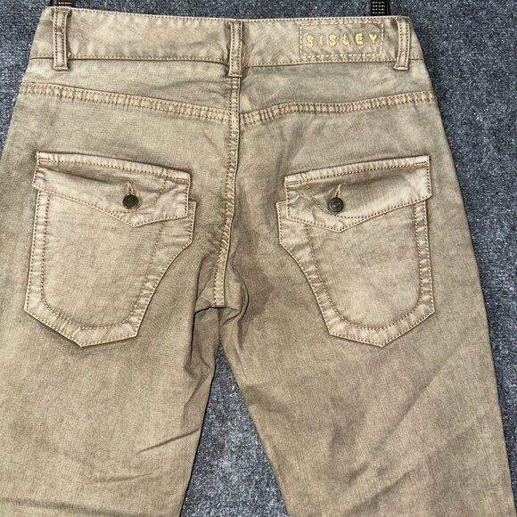 Sisley Jeans Womens 8  Skinny Khaki Cotton Stretch Flap Pockets Tapered Italy 38 - Picture 9 of 10